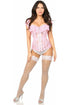 Top Drawer Lt Pink Sheer Lace Steel Boned Corset