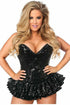 Top Drawer Black Sequin Steel Boned Mini Corset Dress