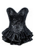 Top Drawer Black Sequin Steel Boned Mini Corset Dress