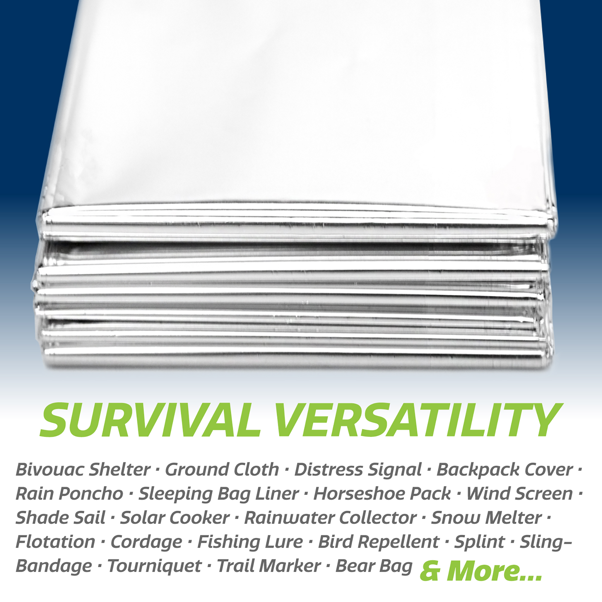 Thermal Foil Weatherproof Emergency Blanket - Pack of 5