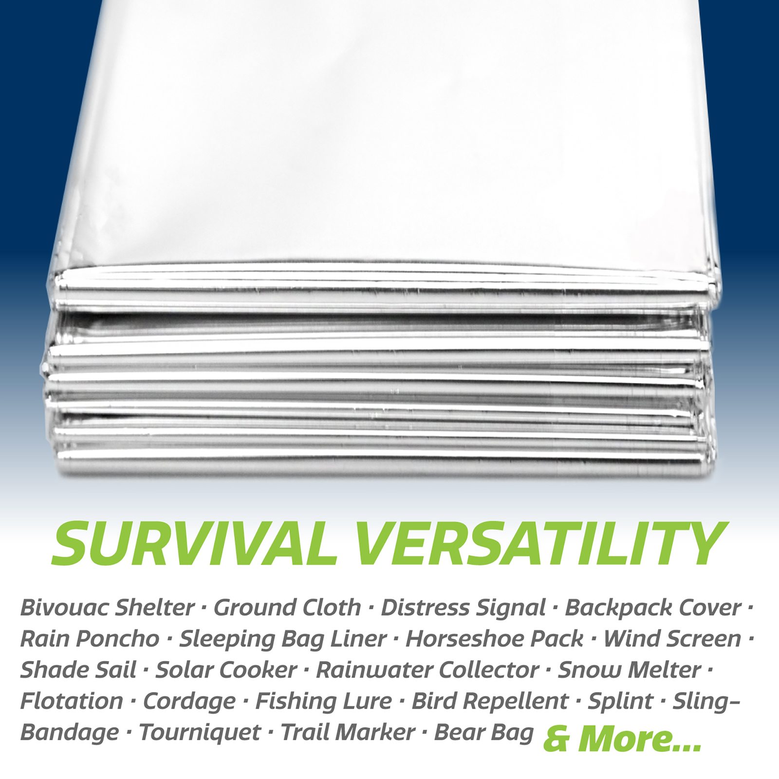 Thermal Foil Weatherproof Emergency Blanket - Pack of 5