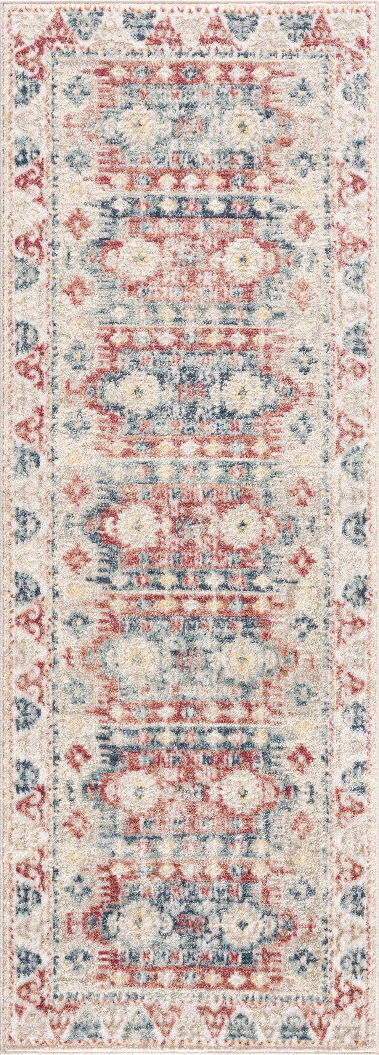 Alfombra azul y rosa Bindi