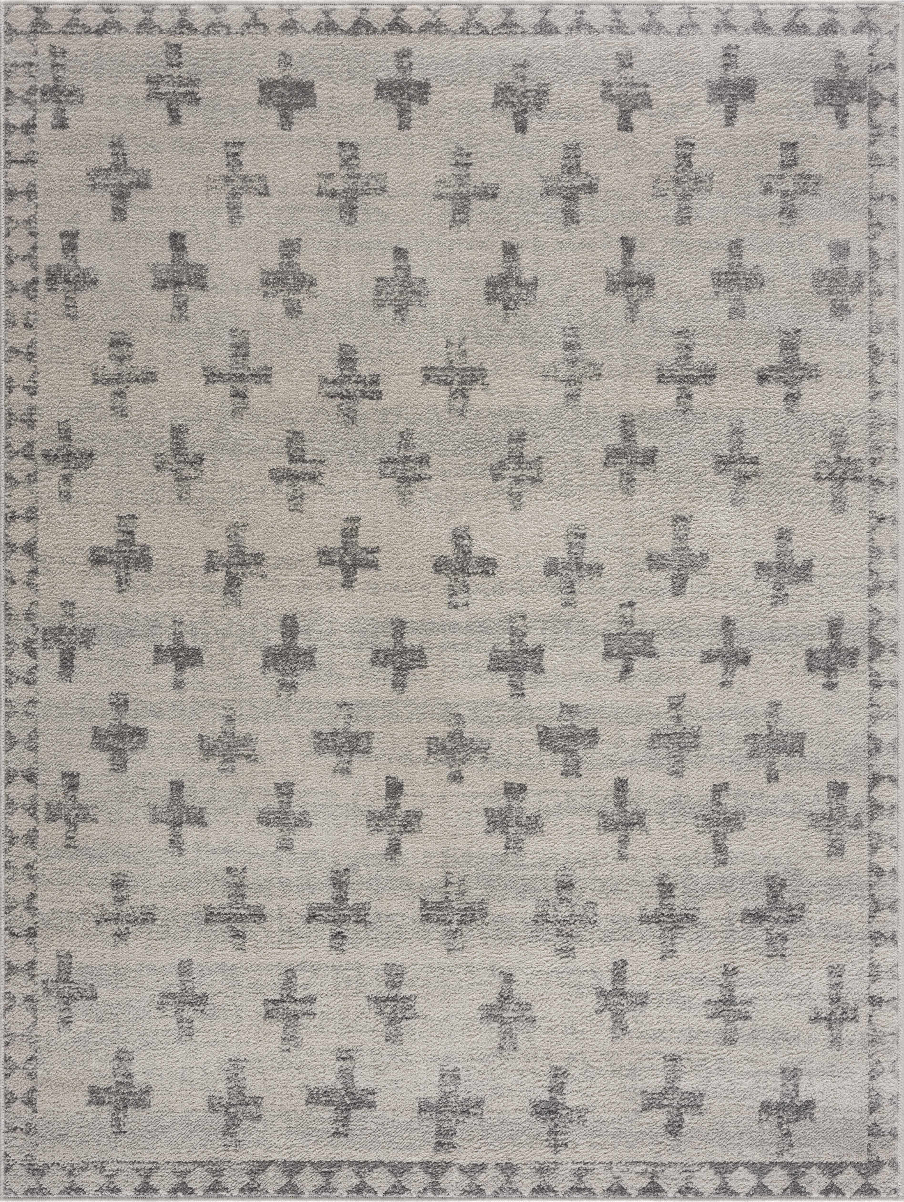 Alfombra Tigris Swiss Cross en color marfil y gris
