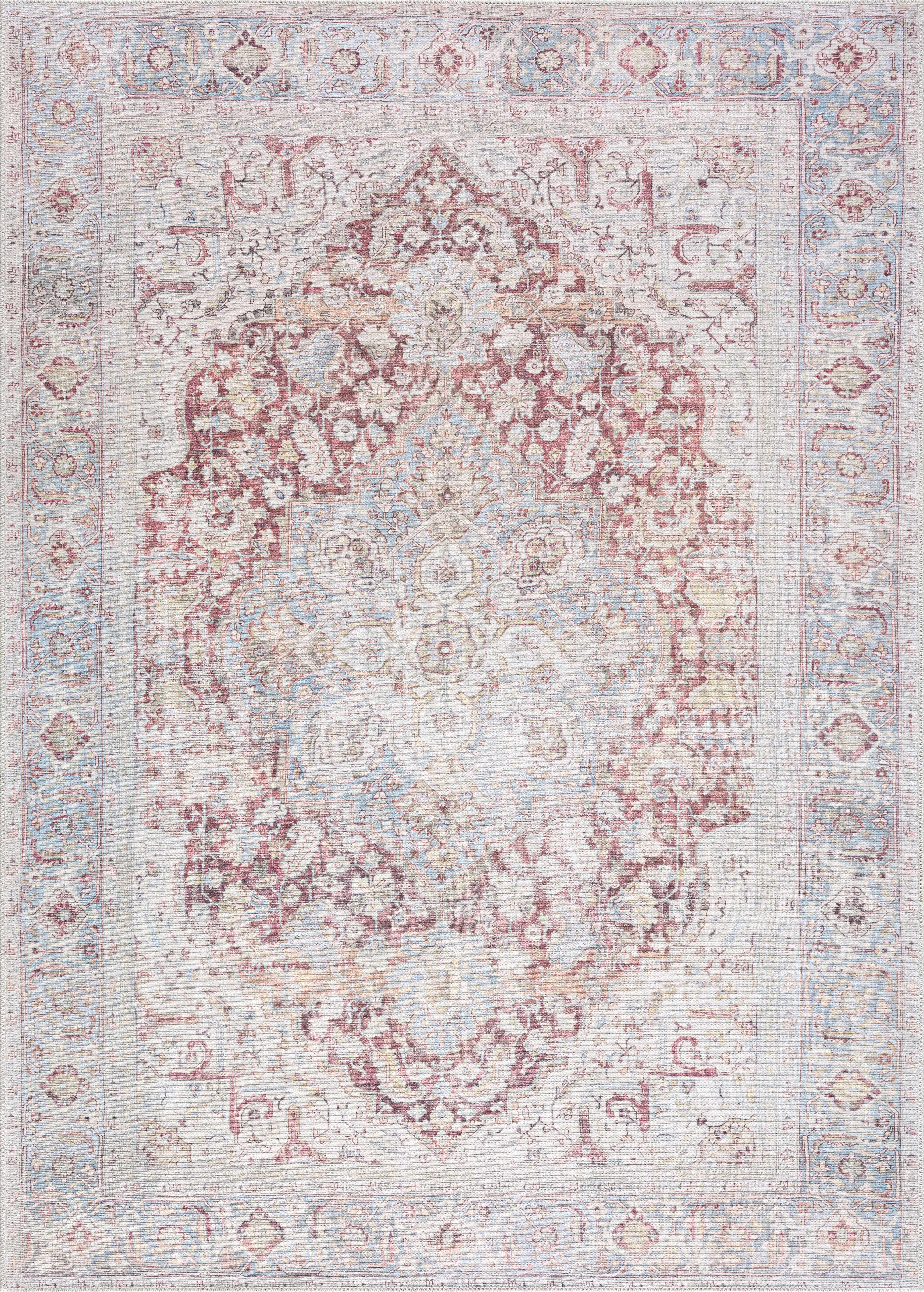 Alfombra lavable vintage Leeston en color crema óxido - Oferta