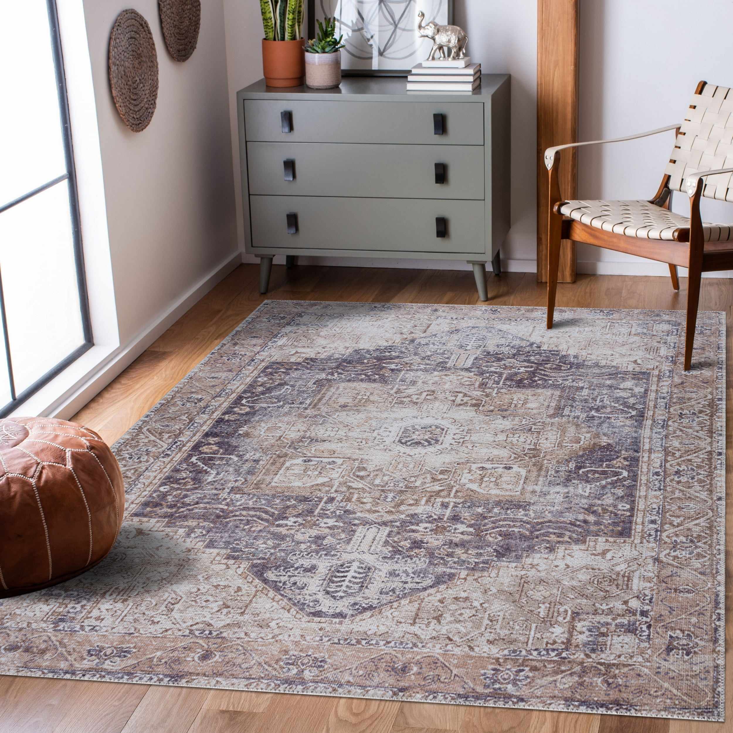 Alfombra lavable beige Rosman - Edición limitada