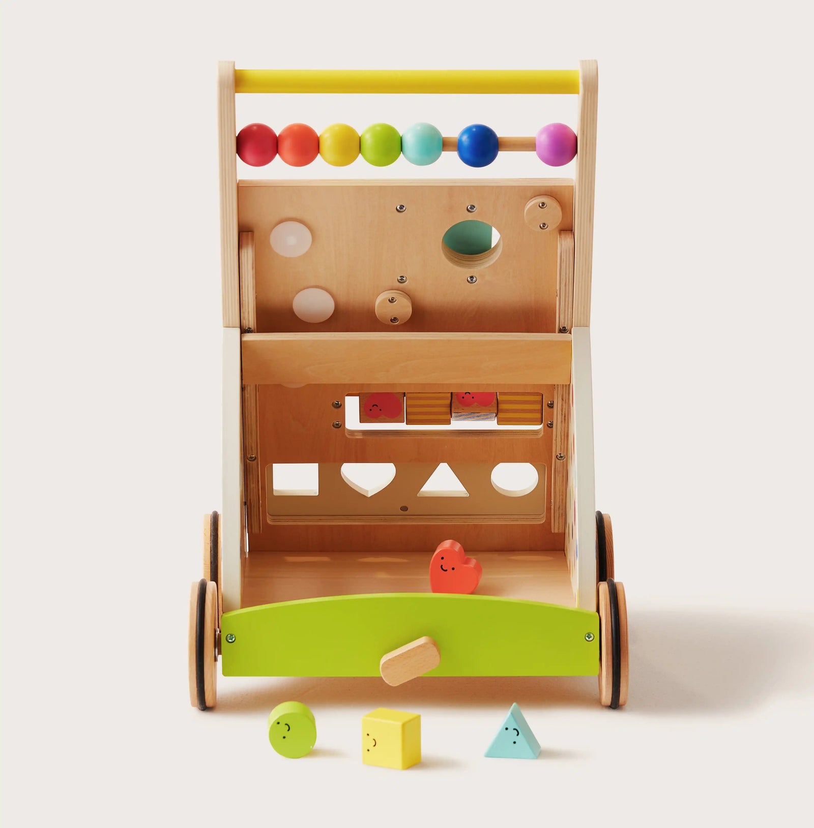 Tiny Land Baby Push Walker, Wooden Baby Walker for Girls, Adjustable Speed Walkers for Baby Boys, Montessori Walker Toy, Baby Activity Center, Push Toys for Kids Development (Rainbow)