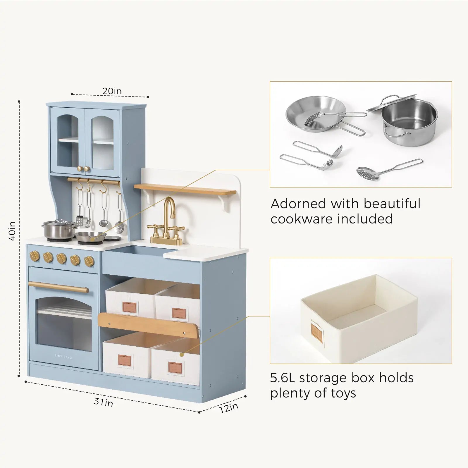 Tiny Land Serenity Play Kitchen - Lagoon Blue
