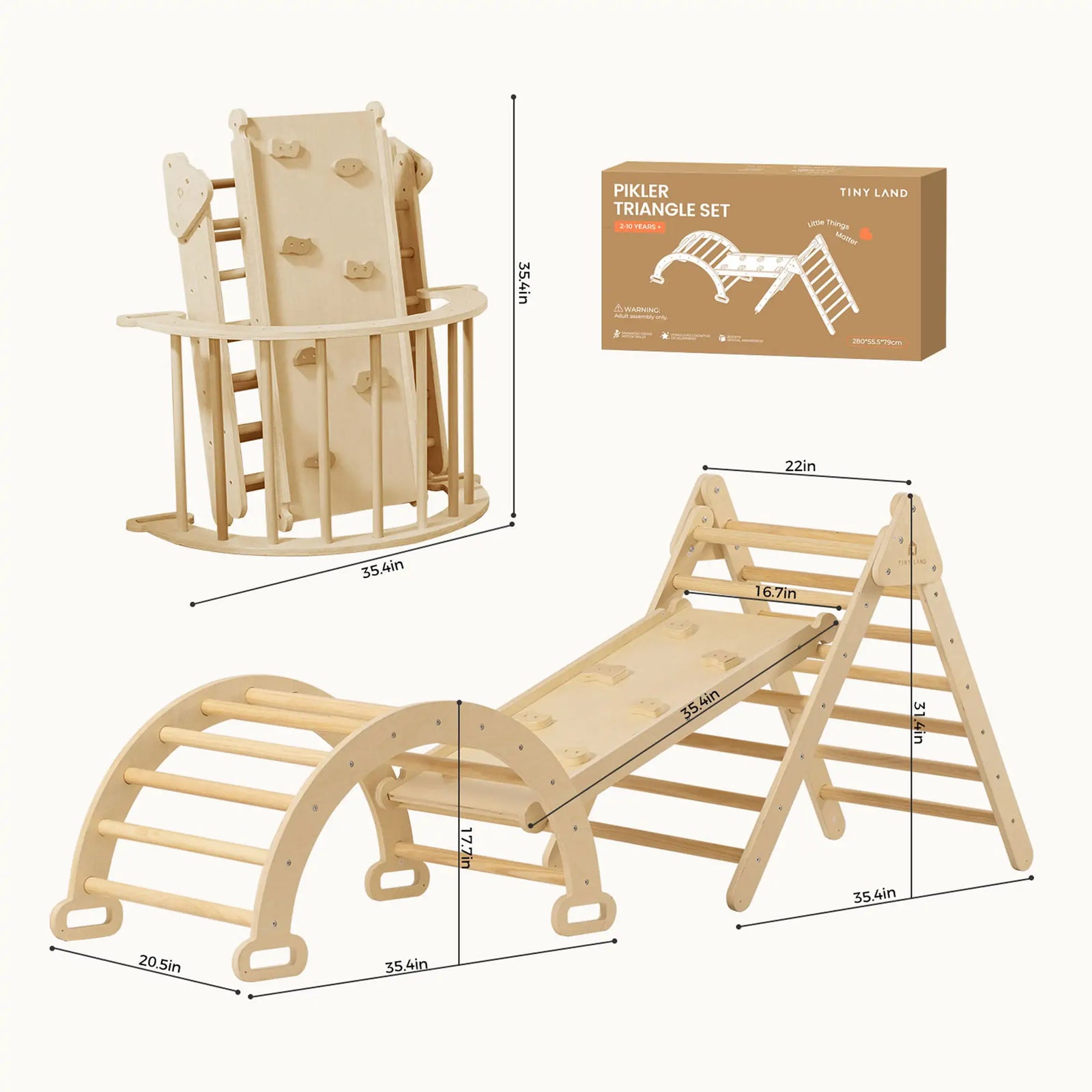 Tiny Land 7-in-1 Montessori Climbing Set with Play Pad