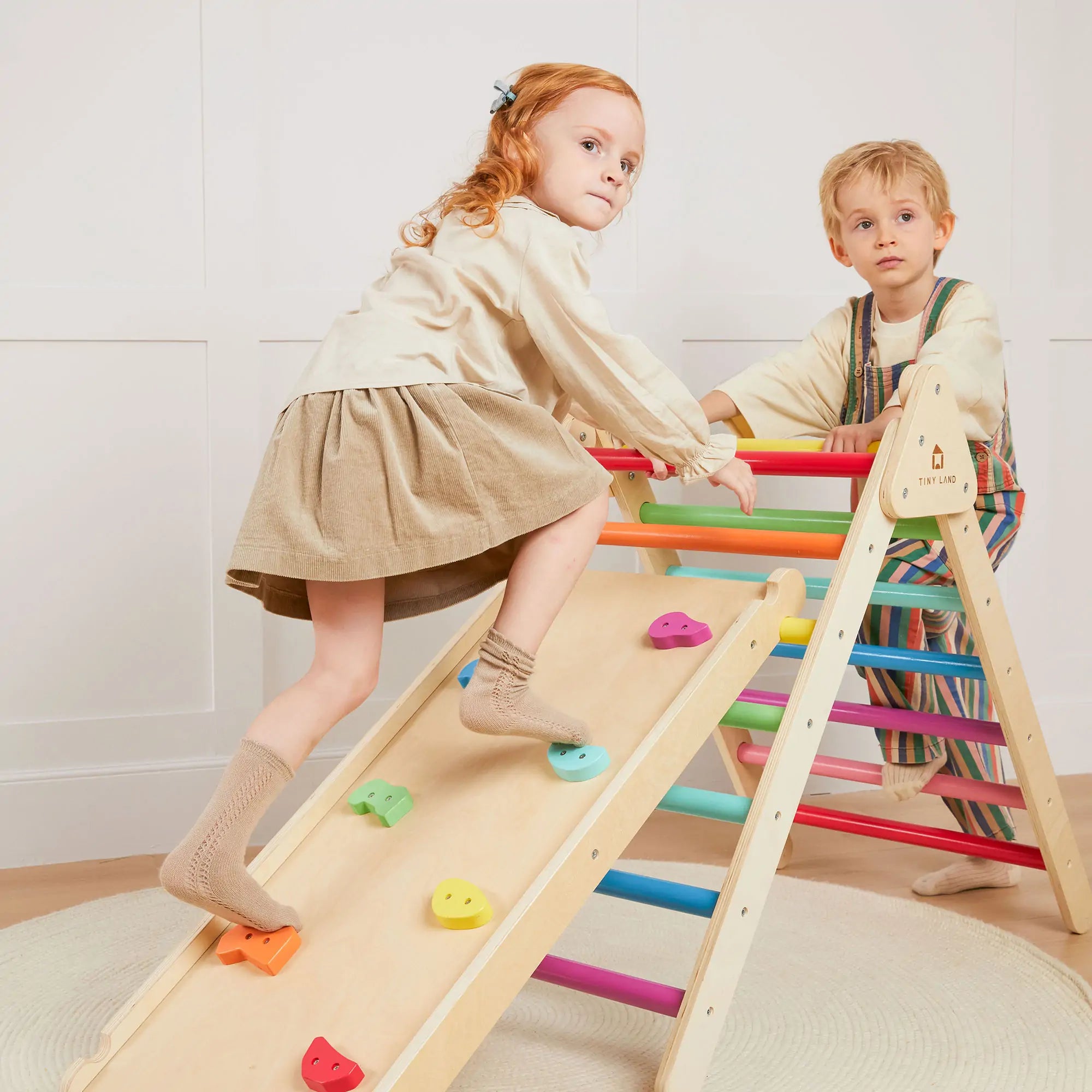 Tiny Land 7-in-1 Rainbow Climbing Set with Play Pad
