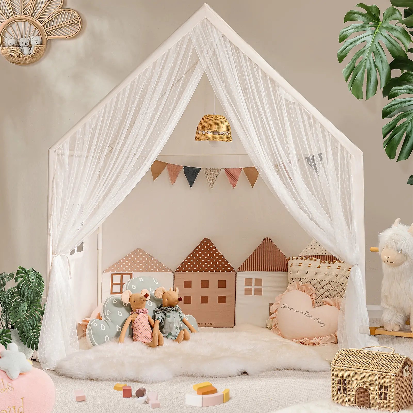 Tiny Land Large Space Play House with Star Lights