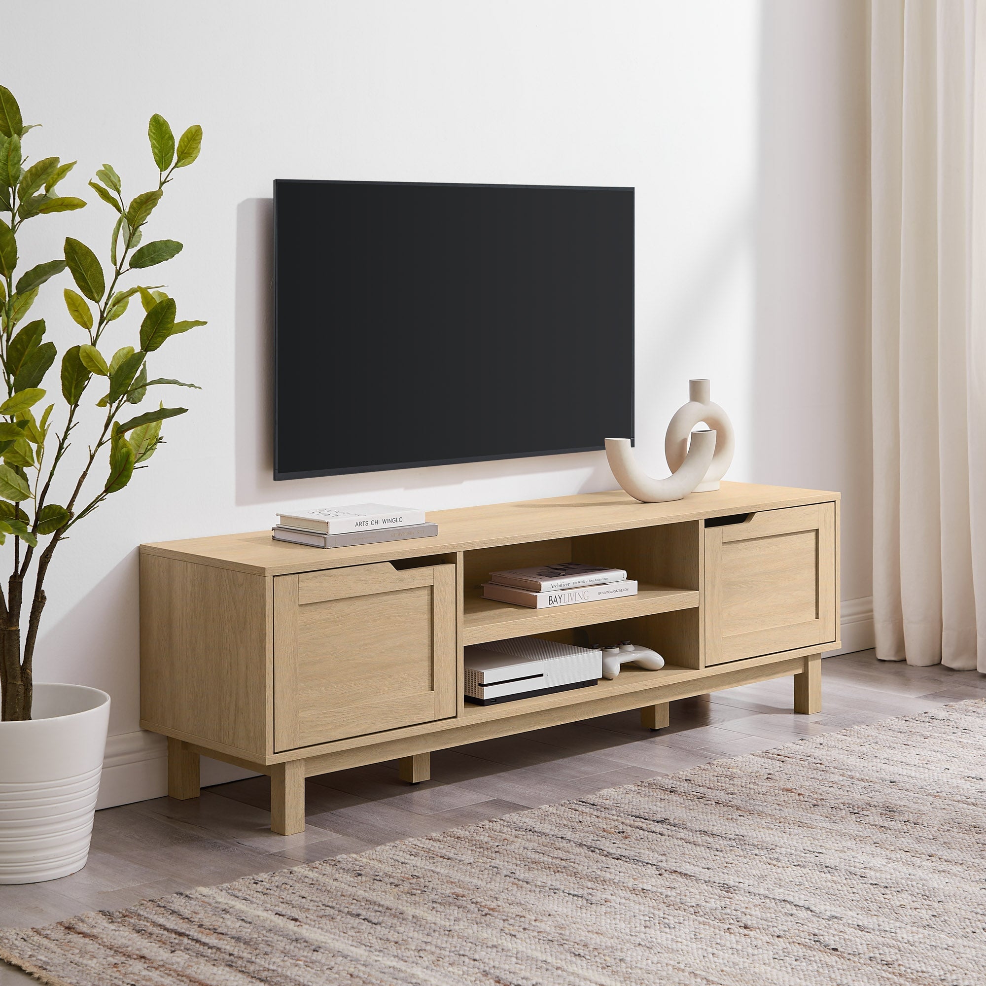Mueble de TV moderno Tromso de 2 puertas para televisores de hasta 65”