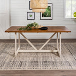 Mesa de comedor con caballete de madera maciza Brennan