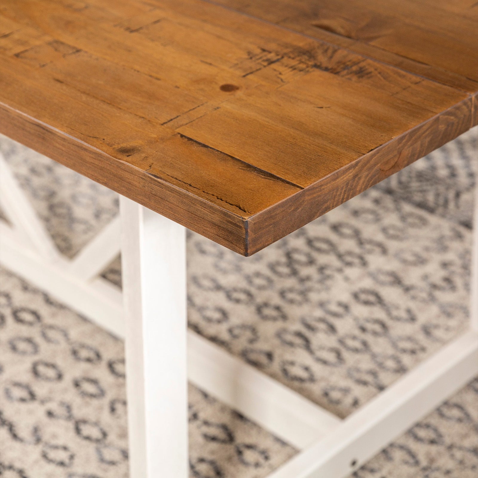 Mesa de comedor con caballete de madera maciza Brennan