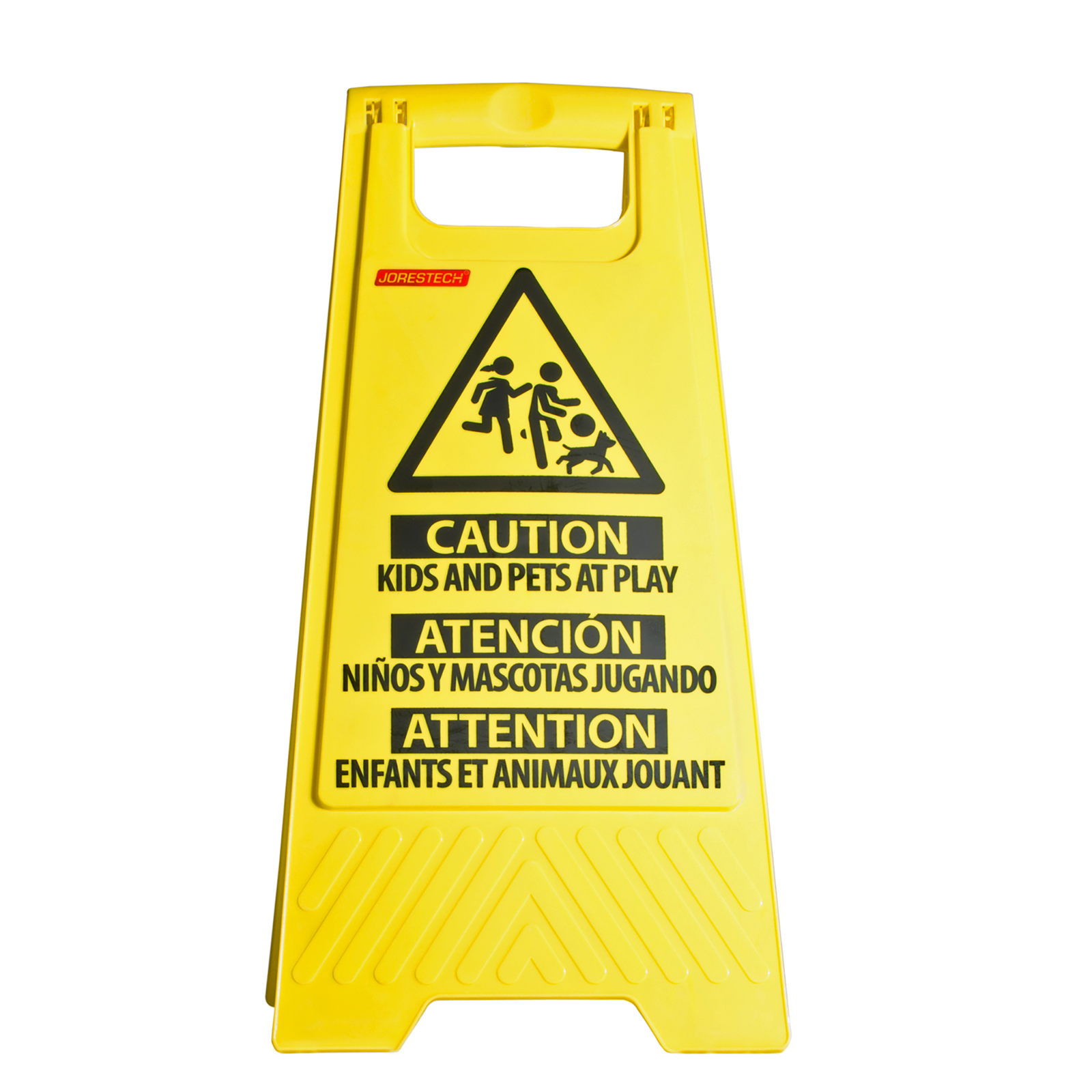 Two-Sided Folding Floor Safety Multi-lingual Sign -  Kids at Play
