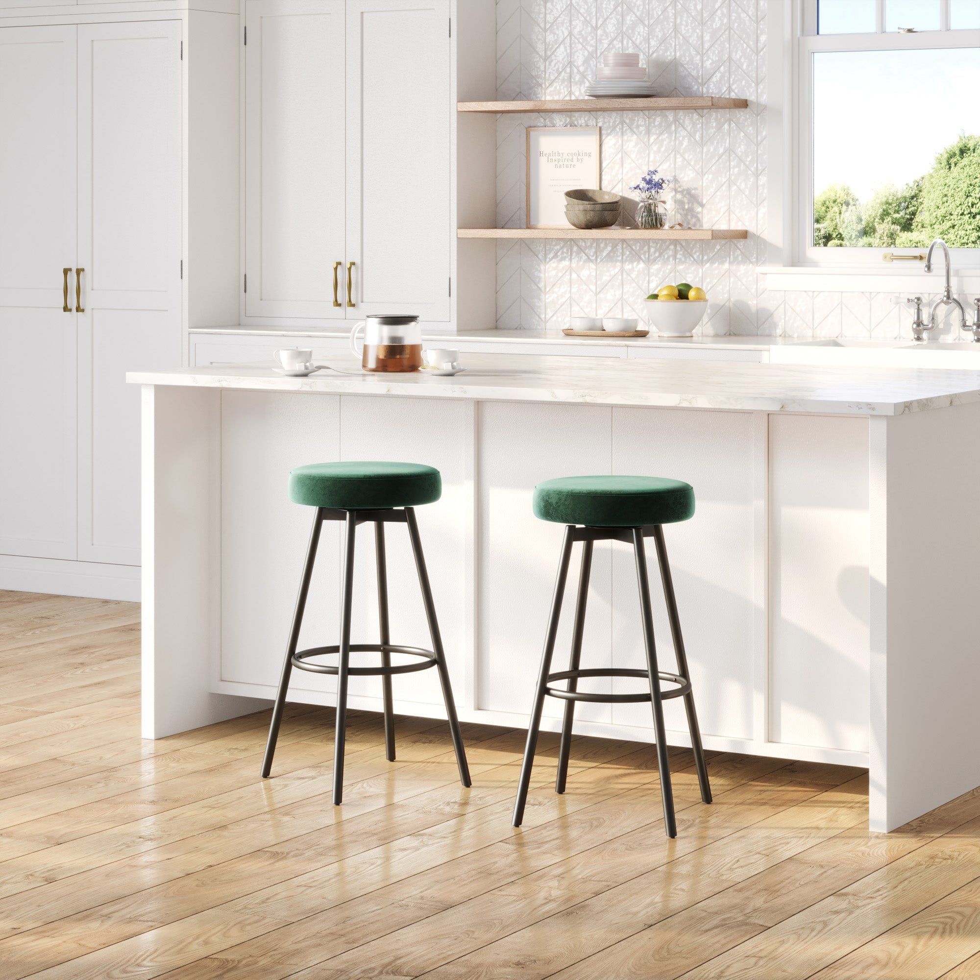 Juego de taburetes de bar con asiento giratorio Glam de 2 piezas Twyla