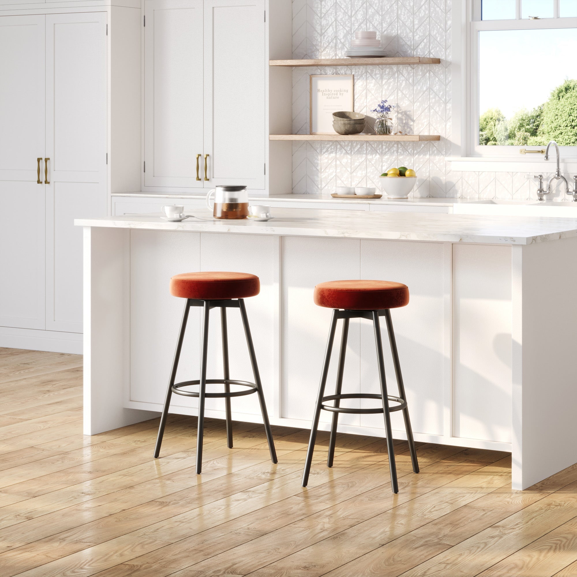 Juego de taburetes de bar con asiento giratorio Glam de 2 piezas Twyla