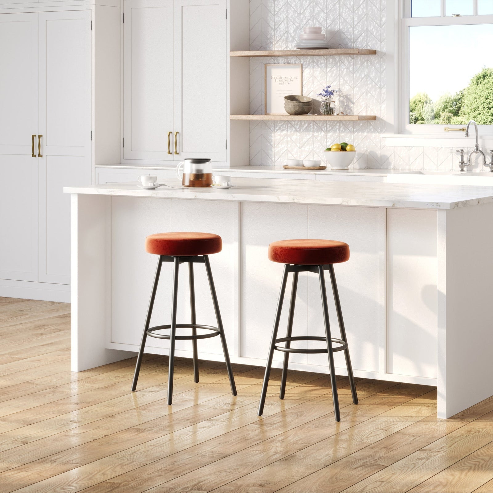 Juego de taburetes de bar con asiento giratorio Glam de 2 piezas Twyla