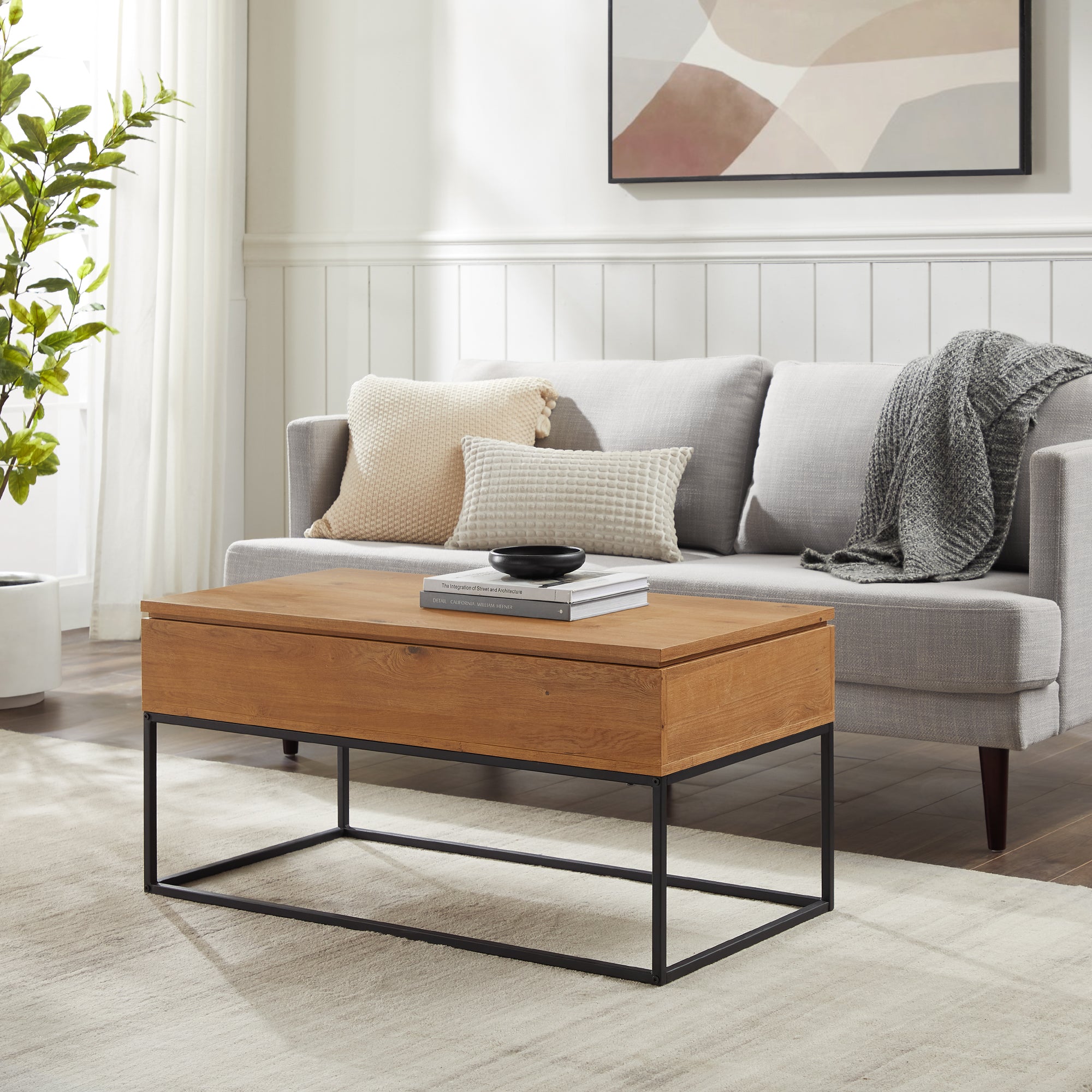 Mesa de centro elevable moderna de madera y metal de 40 pulgadas de Tyson