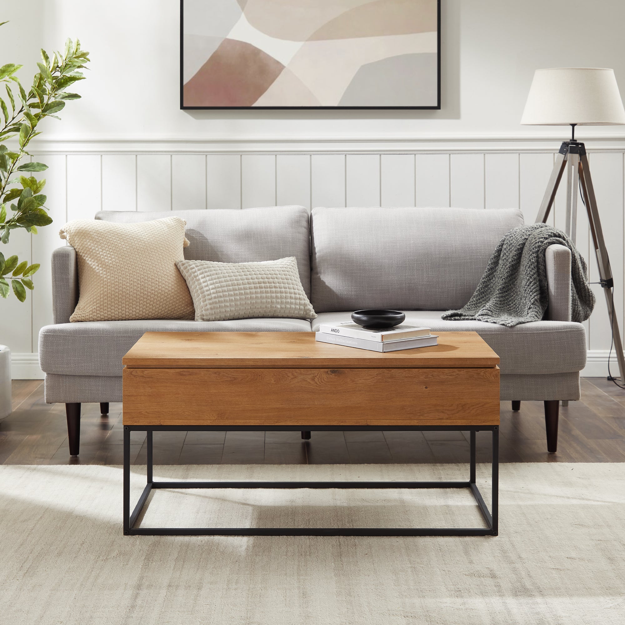 Mesa de centro elevable moderna de madera y metal de 40 pulgadas de Tyson