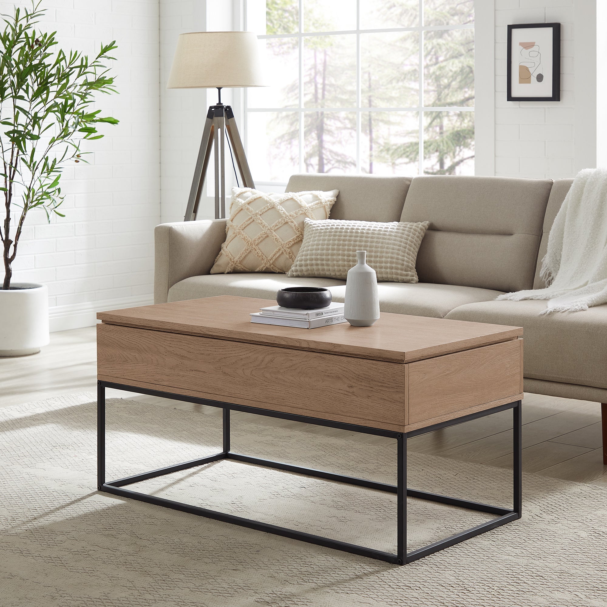 Mesa de centro elevable moderna de madera y metal de 40 pulgadas de Tyson