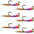 Tungsten Bead Hot Spot Purple Perdigon Tactical Jig Spanish Czech Euro Nymph Fly - 6 Flies Size 16