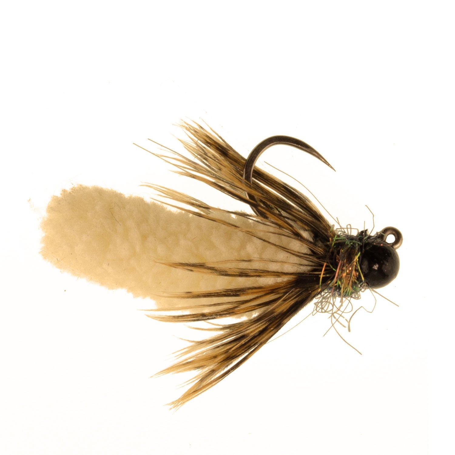 3 Pack Tungsten Bead Tan Mop Fly Tactical Jig Czech Euro Nymph Barbless Fly - 3 Flies Size 14