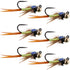 Tungsten Bead Tactical Jig Copper John Chartreuse Czech Nymph Euro Nymphing Fly - 6 Flies Size 14