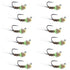 Tungsten Bead Hot Spot Pheasant Tail Tactical Jig Chartreuse Czech Nymph Euro Nymphing Fly - 1 Dozen Flies Size 18