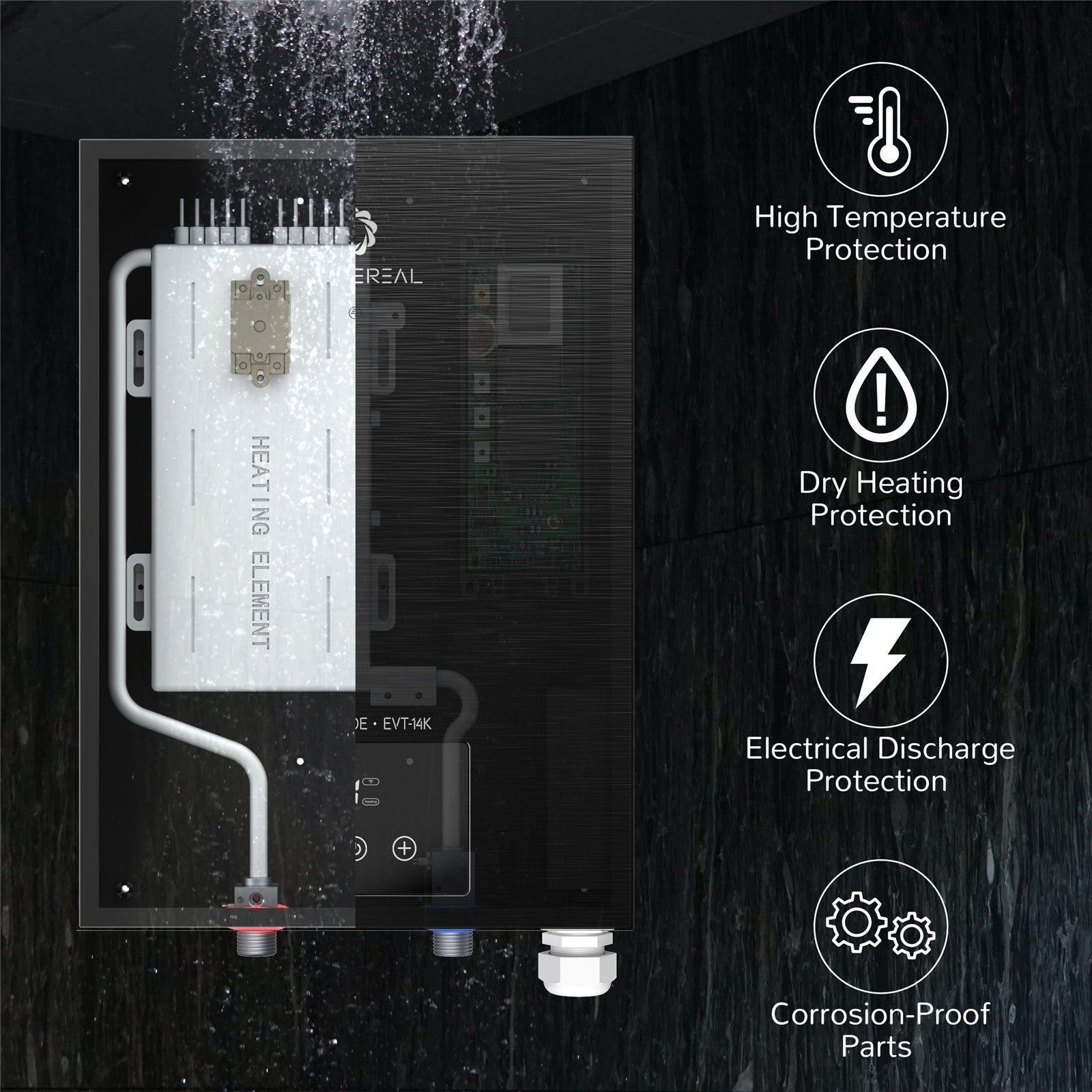 Calentador de agua eléctrico sin tanque de 14 kW