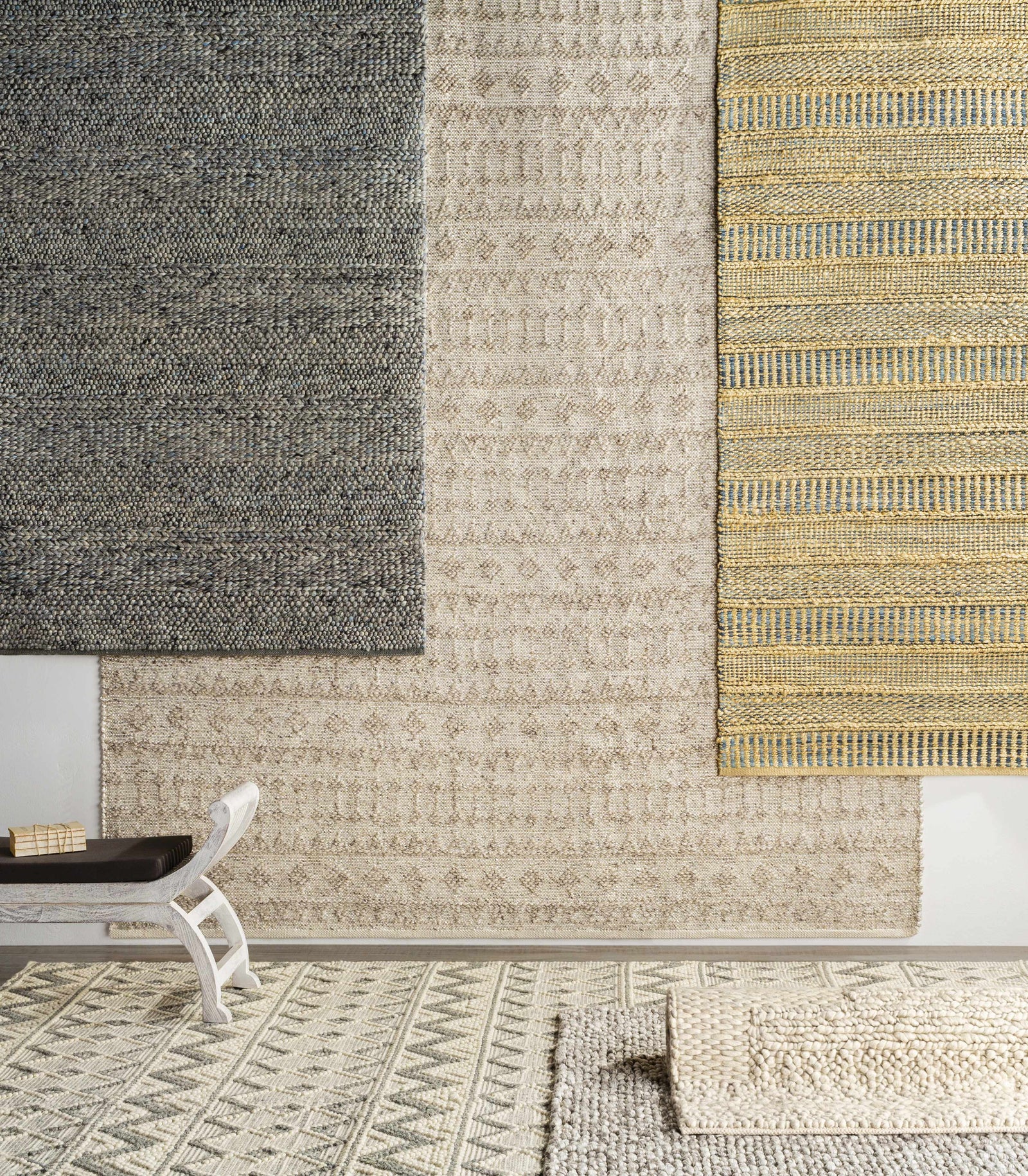 Alfombra de lana gris y crema Whittington - Ofertas especiales