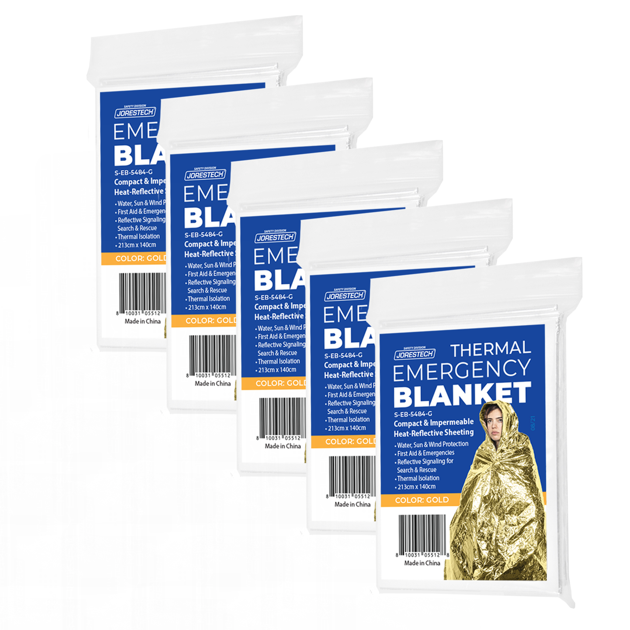Thermal Foil Weatherproof Emergency Blanket - Pack of 5