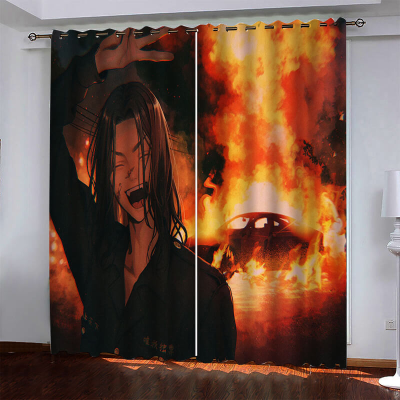 Tokyo Revengers Pattern Curtains Blackout Window Drapes