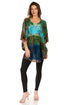 Sakkas Ellesa Ombre Tie Dye Circle Poncho Blouse Shirt Top With Sequin Embroidery