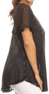 Sakkas Ellie Sequin Embroidered Cap Sleeve Scoop Neck Relaxed Fit Blouse