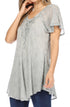 Sakkas Ellie Sequin Embroidered Cap Sleeve Scoop Neck Relaxed Fit Blouse