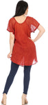 Sakkas Ellie Sequin Embroidered Cap Sleeve Scoop Neck Relaxed Fit Blouse