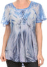 Sakkas Taylay Ombre Tie Dye Batik Long Embroidered Corset Neck Blouse Shirt Top