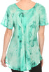 Sakkas Taylay Ombre Tie Dye Batik Long Embroidered Corset Neck Blouse Shirt Top