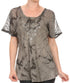 Sakkas Hana Tie Dye Relaxed Fit Embroidery Cap Sleeves Peasant Batik Blouse / Top