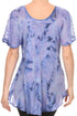 Sakkas Hana Tie Dye Relaxed Fit Embroidery Cap Sleeves Peasant Batik Blouse / Top