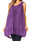 Sakkas Rita Womens Picot Trim V Neck Tank Blouse With Seqins And Embroidery