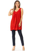 Sakkas Rita Womens Picot Trim V Neck Tank Blouse With Seqins And Embroidery