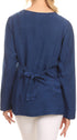 Sakkas Fedella Deep Scoop Neck Long Sleeve Blouse Top With Adjustable Back Straps