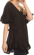 Sakkas Sayle Long Star Embroidered Blouse Shirt Top With Button Front And Ruffles