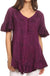 Sakkas Sayle Long Star Embroidered Blouse Shirt Top With Button Front And Ruffles