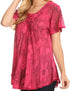 Sakkas Maliky Wide Corset Neck Floral Embroidered Cap Sleeve Blouse Top Shirt