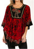 Sakkas Lynda - Poncho campesino con bordado batik de dos tonos y palmeras