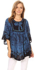 Sakkas Lynda - Poncho campesino con bordado batik de dos tonos y palmeras
