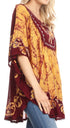 Sakkas Lynda - Poncho campesino con bordado batik de dos tonos y palmeras