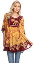 Sakkas Lynda - Poncho campesino con bordado batik de dos tonos y palmeras